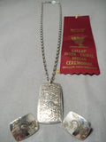 Important Natasha Peshlakai Award Native American Navajo Sterling Silver Necklace Earrings-Nativo Arts
