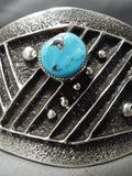 Ornamental Native American Navajo Sleeping Beauty Turquoise Sterling Silver Bracelet-Nativo Arts