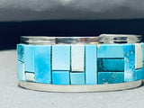 Authentic Tommy Jackson Native American Navajo Turquoise Inlay Sterling Silver Bracelet-Nativo Arts