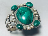 The Most Unique Vintage Native American Navajo Malachite Sterling Silver Bracelet Old-Nativo Arts