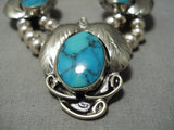 Fabulous Vintage Navajo/ Mexican Blue Diamond Turquoise Sterling Silver Necklace-Nativo Arts