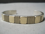 Thick Heavy Vintage Native American Navajo 14k Gold Sterling Silver Bracelet Cuff-Nativo Arts