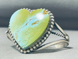 Enormous Native American Navajo Royston Turquoise Heart Sterling Silver Bracelet-Nativo Arts