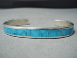 Spectacular Zuni Kingman Turquoise Sterling Silver Bracelet Native American-Nativo Arts