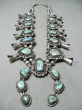 Women's Vintage Native American Navajo Morenci Turquoise Sterling Silver Squash Blossom Necklace-Nativo Arts