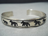 Dancing Donkey Authentic Vintage Native American Navajo Thhomas Singer Sterling Silver Bracelet-Nativo Arts