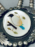 One Of The Best Vintage Navajo Bird Inlay Turquoise Sterling Silver Necklace-Nativo Arts