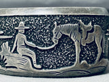 Authentic Thomas Singer Vintage Native American Navajo Detailed Sterling Silver Bracelet-Nativo Arts