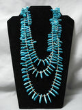 Superior Vintage Native American Navajo Turquoise Slab Multi Layer Heishi Necklace-Nativo Arts