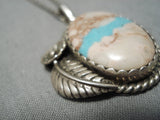 Breathtaking Vintage Native American Navajo Royston Turquoise Sterling Silver Necklace Old-Nativo Arts