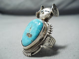 Dynamic Navajo Kingman Turquoise Sterling Silver Ring Native American-Nativo Arts
