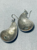 Unique Vintage Native American Navajo Old Kingman Turquoise Sterling Silver Earrings-Nativo Arts