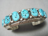 Magnificent Vintage Native American Navajo Domed Turquoise Sterling Silver Havy Bracelet-Nativo Arts