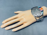 One Of The Most Unique Vintage Native American Zuni Turquoise Inlay Sterling Silver Bracelet-Nativo Arts