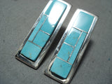 Important Tommy Jackson Vintage Native American Navajo Turquoise Sterling Silver Earrings-Nativo Arts
