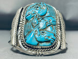Native American Most Intricate Horse Turquoise Sterling Silver Bracelet Cuff-Nativo Arts