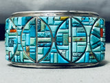 One Of The Most Intricate Ever Vintage Native American Navajo Turquoise Sterling Silver Bracelet-Nativo Arts