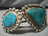 Superior Vintage Native American Navajo Morenci Turquoise Sterling Silver Bracelet Cuff-Nativo Arts