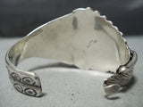 Important Detailed Vintage Native American Navajo Last Chance Turquoise Sterling Silver Bracelet-Nativo Arts