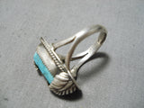 Impressive Vintage Native American Navajo Turquoise Sterling Silver Ring Old-Nativo Arts
