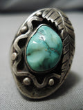 Huge Vintage Native American Navajo Green Turquoise Sterling Silver Ring-Nativo Arts