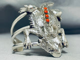 Native American Very Rare Horny Toad Coral 144 Gram Sterling Silver Bracelet Cuff-Nativo Arts