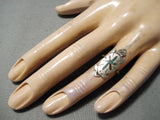 Wonderful Vintage Native American Navajo Turquoise Sterling Silver Turtle Ring Old-Nativo Arts