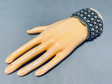 The Craziest Button Vintage Native American Navajo Sterling Silver Bracelet-Nativo Arts