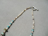 Rare Turquoise! Vintage Navajo Heishi Sterling Silver Native American Necklace-Nativo Arts
