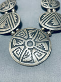 Native American One Of The Most Intricate Vintage Navajo Sterling Silver Geomtric Necklace-Nativo Arts