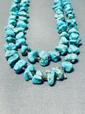 Breathtaking Vintage Native American Navajo Kingman Turquoise Chunks Sterling Silver Necklace-Nativo Arts