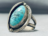 Exceptional Vintage Native American Navajo Blue Diamond Turquoise Sterling Silver Ring-Nativo Arts