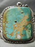 Museum Vintage Native American Navajo Squared Royston Turquoise Sterling Silver Bracelet Old-Nativo Arts
