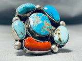 Tremendous Vintage Native American Navajo Turquoise Sterling Silver Ring Signed Abel Toledo-Nativo Arts