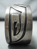 Rare Vintage Native American Hopi Sterling Silver Geomtric Bracelet-Nativo Arts