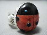 Exceptional Navajo Jet Sterling Silver Ring Native American-Nativo Arts