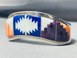 Native American One Of The Most Unique Vintage Tom Jackson Sterling Silver Inlay Bracelet-Nativo Arts