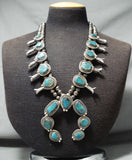Women's Vintage Native American Navajo Turquoise Sterling Silver Squash Blossom Necklace-Nativo Arts