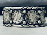Rare San Felipe Signed Sterling Silver Coins Bracelet-Nativo Arts