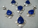 Amazing Native American Navajo Lapis Sterling Silver Necklace Earring Bracelet Ring Set-Nativo Arts
