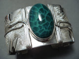 Heavy 150 Gram Vintage Native American Navajo Damale Turquoise Sterling Silver Feather Bracelet-Nativo Arts