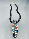 Native American Signed Double Sided Vintage Santo Domingo Turquoise Sterling Silver Necklace-Nativo Arts