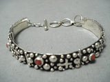 Remarkable Navajo Coral Sterling Silver Bracelet Native American-Nativo Arts