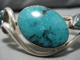 Marvelous Vintage Native American Navajo Teardrop Turquoise Sterling Silver Bracelet-Nativo Arts