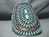 Biggest Best Vintage Native American Navajo Larry Moses Begay Turquoise Sterling Silver Bracelet-Nativo Arts
