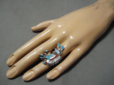 Exceptional Vintage Zuni Native American Sterling Silver Quam Turquoise Ring-Nativo Arts