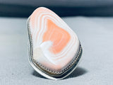 Native American Tom Willeto Pink Conch Shell Sterling Silver Ring-Nativo Arts