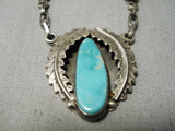 Unique Vintage Native American Navajo Royston Turquoise Sterling Silver Necklace Old-Nativo Arts