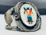 Native American Fabulous Vintage Navajo Turquoise Kachina Sterling Silver Bracelet-Nativo Arts