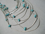 Exquisite Vintage Native American Navajo Turquoise Sterling Silver Necklace Old-Nativo Arts